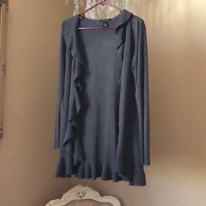 Gray ruffled sweater medium